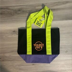 Black and multi colored mini tote bag Trader Joe’s